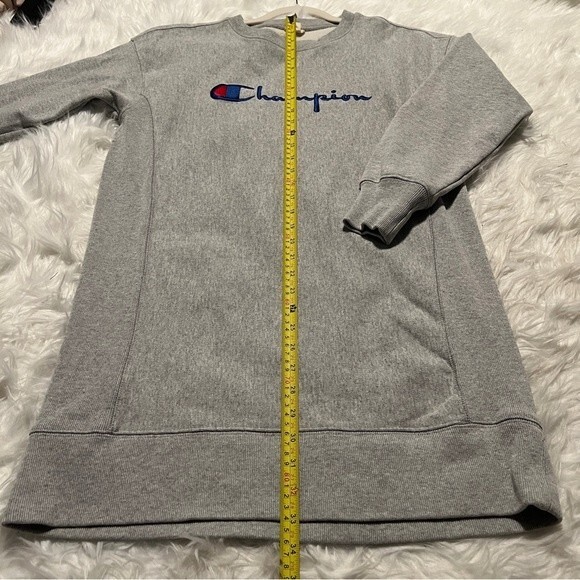 Champion Reverse Weave Long Sleeve Sweatshirt Dress in Grey - Picture 4 of 5